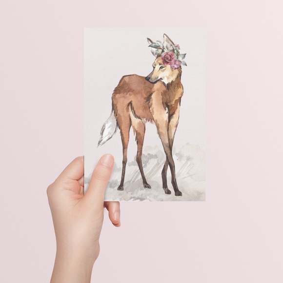 Maned Wolf Watercolor Illustration Wall Art Print Poster Unframed - Picture 10 of 17